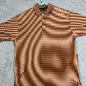 Como Sports by Cobra Polo Shirt Adult Large Brown Striped Rugby Golf Golfer Mens